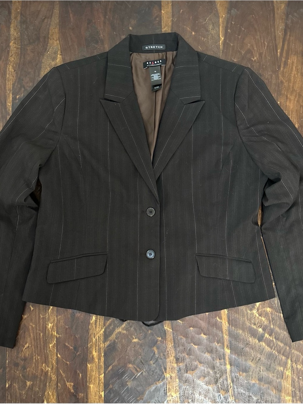 Axcess Black Pinstripe Stretch Blazer - Dark Brown